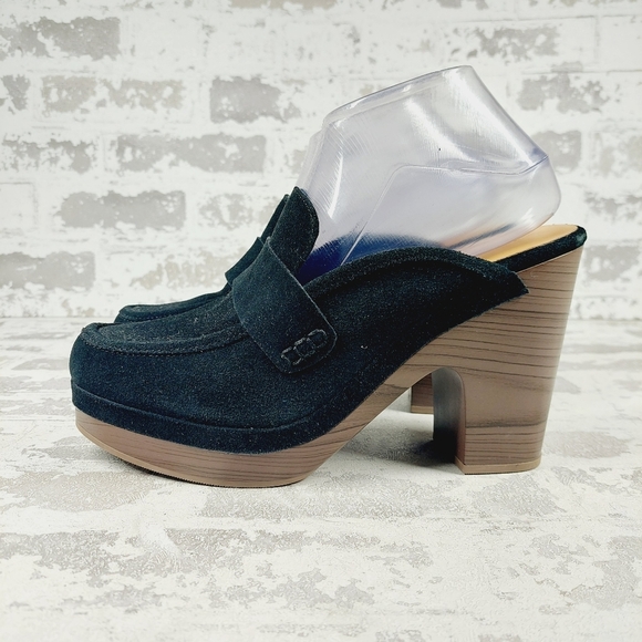 NEW Splendid Vina Black Suede Platform Loafer Clogs C1017 - Picture 1 of 12